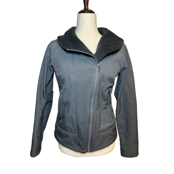 Marmot Softshell Jacket XS Gray Fleece Lined Zip Front Outdoor Hiking Activewear - Picture 2 of 10